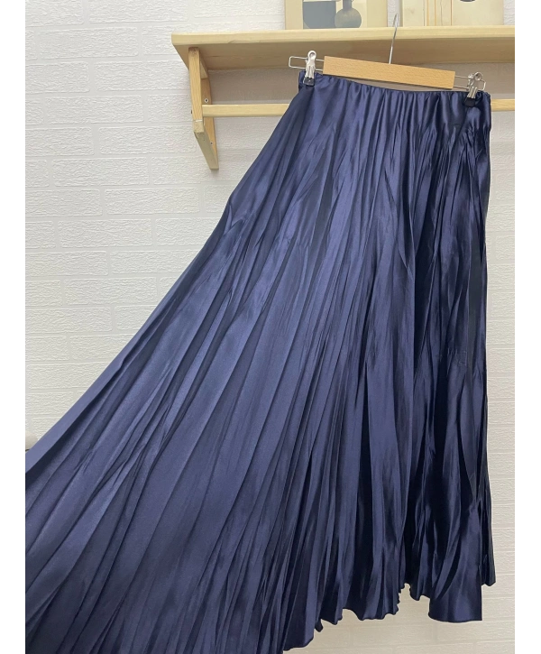 Kraş Saten Etek - Lacivert