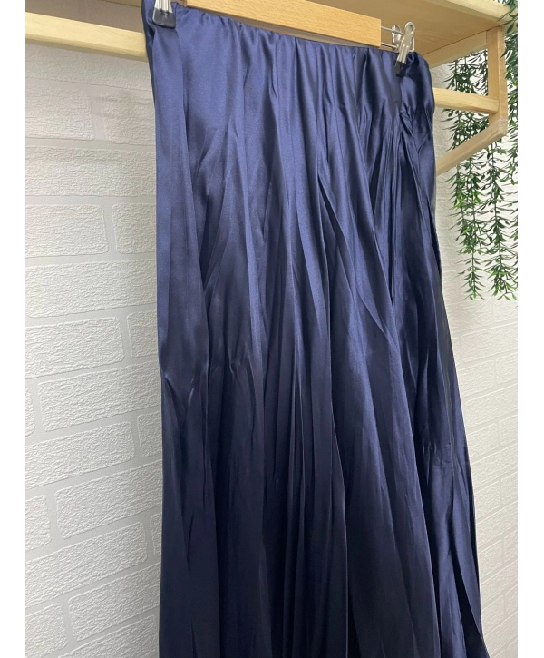 Kraş Saten Etek - Lacivert