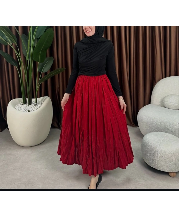 Kraş Yazlık Etek -Kırmızı