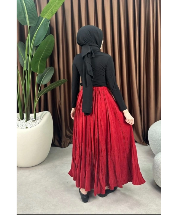 Kraş Yazlık Etek -Kırmızı