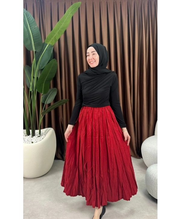 Kraş Yazlık Etek -Kırmızı