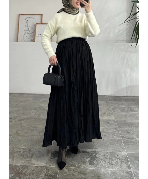 Kraş Yazlık Etek - Siyah