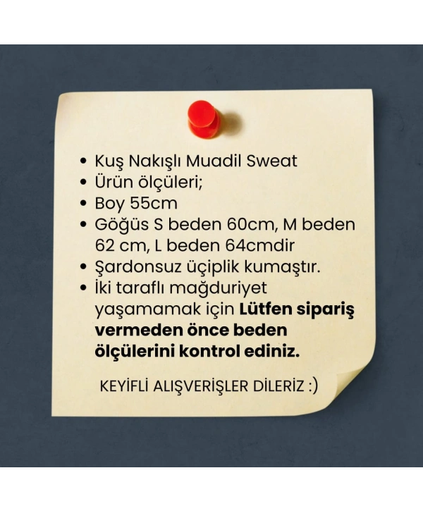 KUŞ NAKIŞLI MUADİL SWEATSHİRT