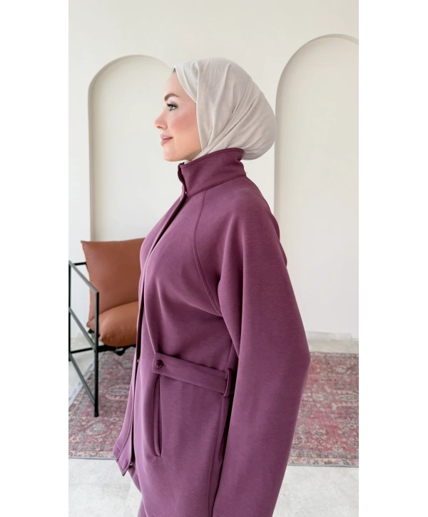 Lavin Fermuarlı İkili Takım - Mürdüm