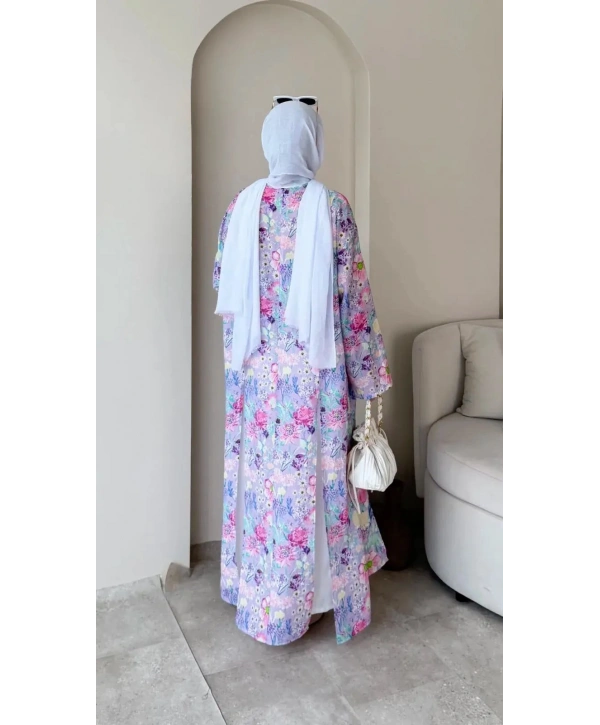 Linda Yırtmaçlı Tunikli Pantolonlu Takım - Mavi