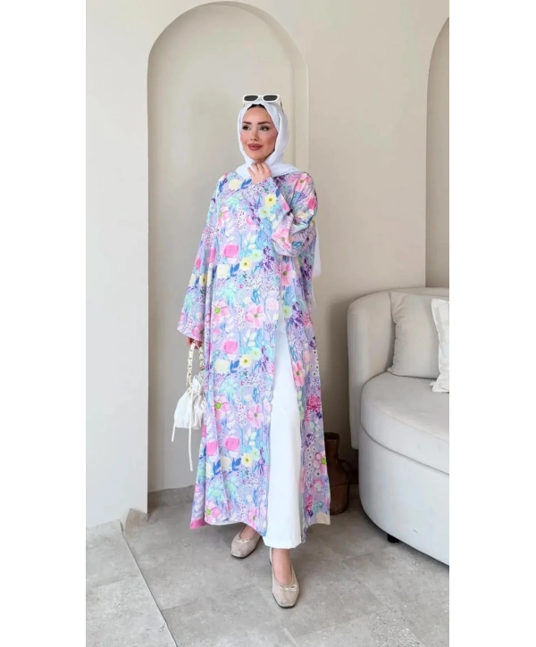 Linda Yırtmaçlı Tunikli Pantolonlu Takım - Mavi