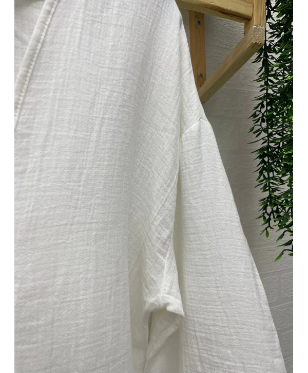 Müslin Kumaş Kimono - Beyaz