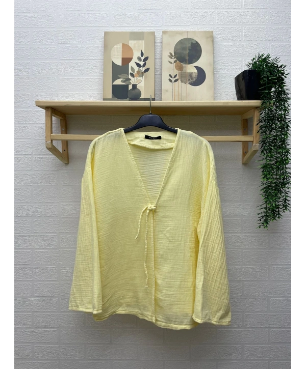 Müslin Kumaş Kimono - Sarı