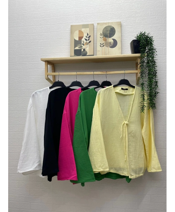 Müslin Kumaş Kimono - Siyah