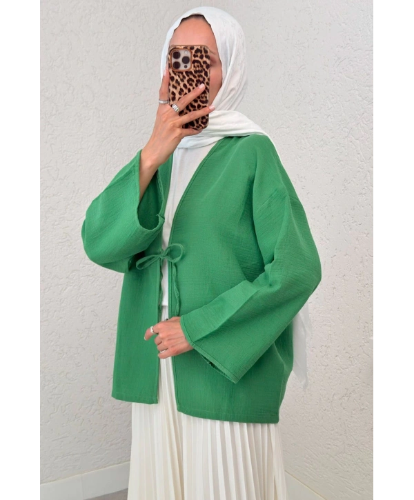 Müslin Kumaş Kimono - Yeşil
