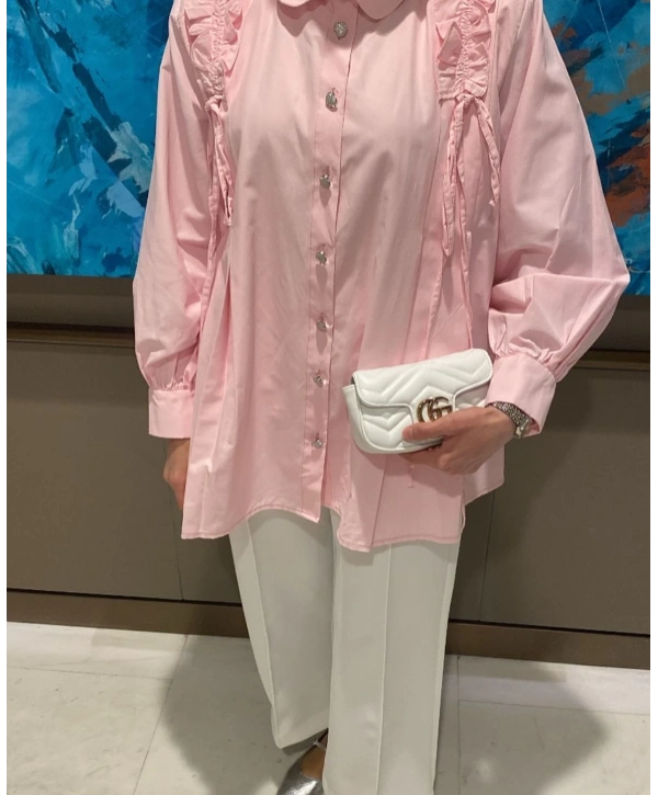 Omuzdan Pile Detaylı Tunik