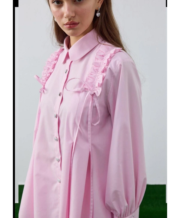 Omuzdan Pile Detaylı Tunik