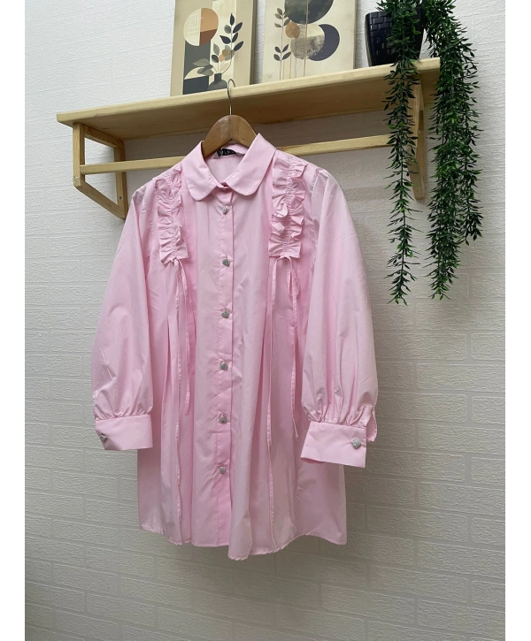 Omuzdan Pile Detaylı Tunik