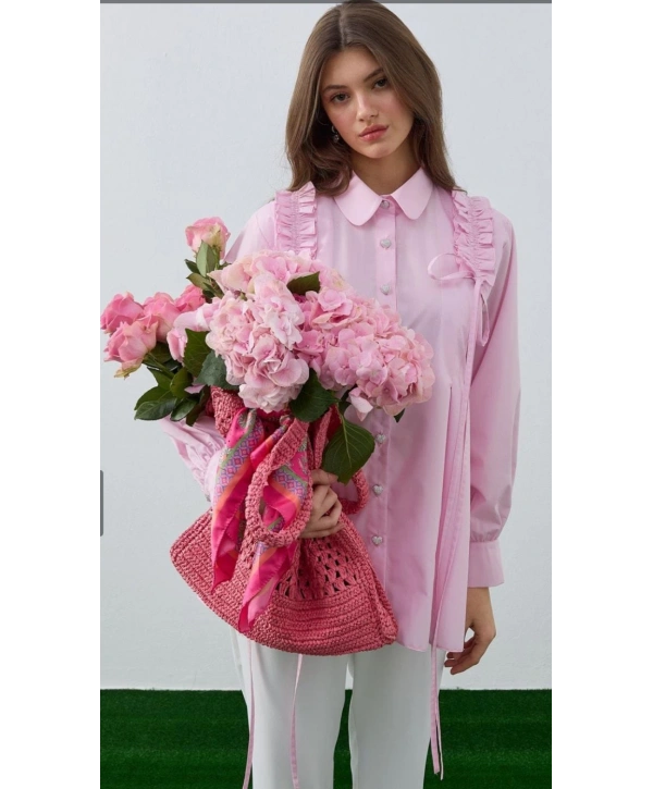 Omuzdan Pile Detaylı Tunik