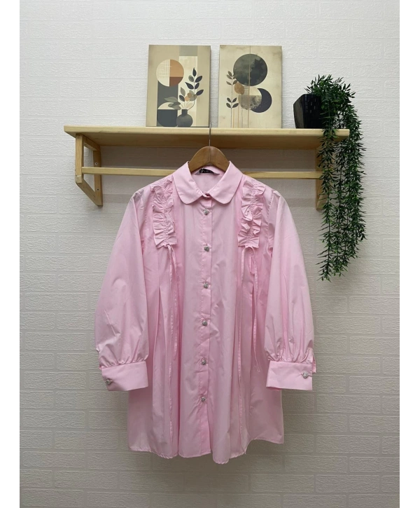 Omuzdan Pile Detaylı Tunik