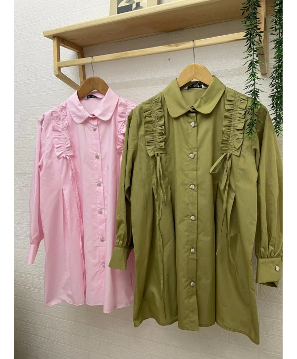 Omuzdan Pile Detaylı Tunik