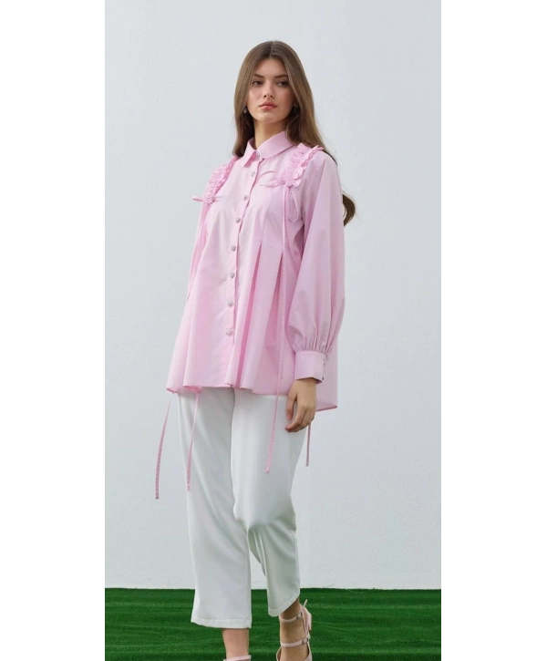 Omuzdan Pile Detaylı Tunik