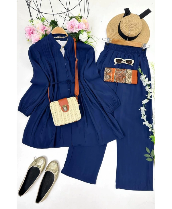 Önden Düğmeli Kuşaklı Takım