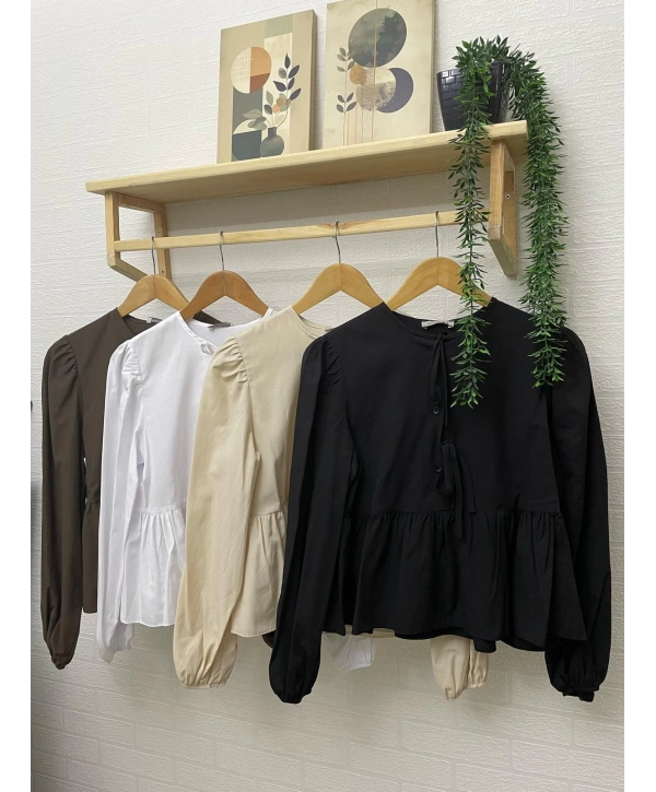 Önden Bağcıklı Kısa Gömlek