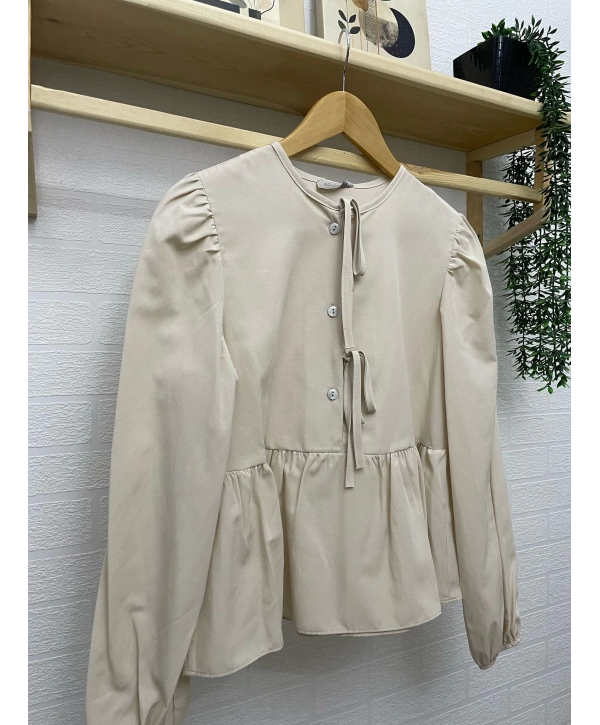 Önden Bağcıklı Kısa Gömlek