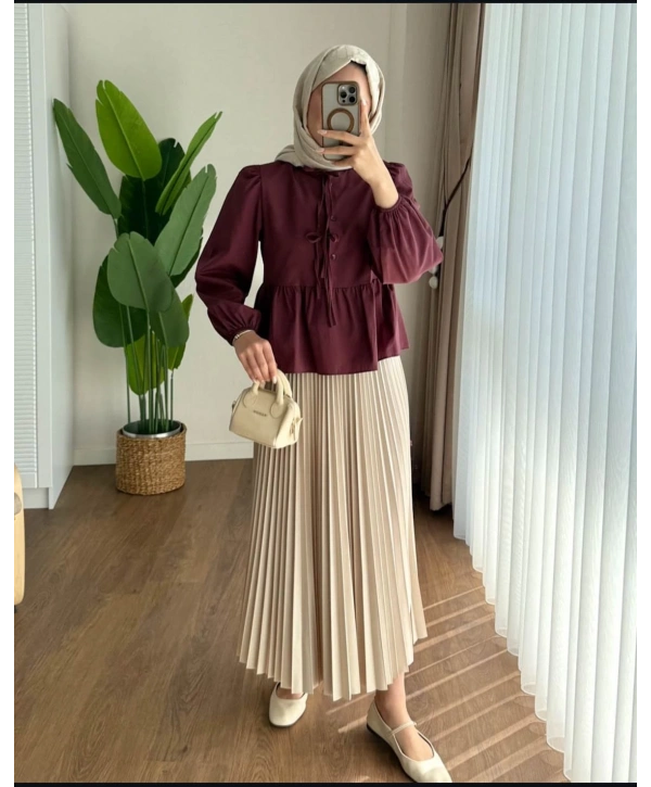 Önden Bağcıklı Kısa Gömlek