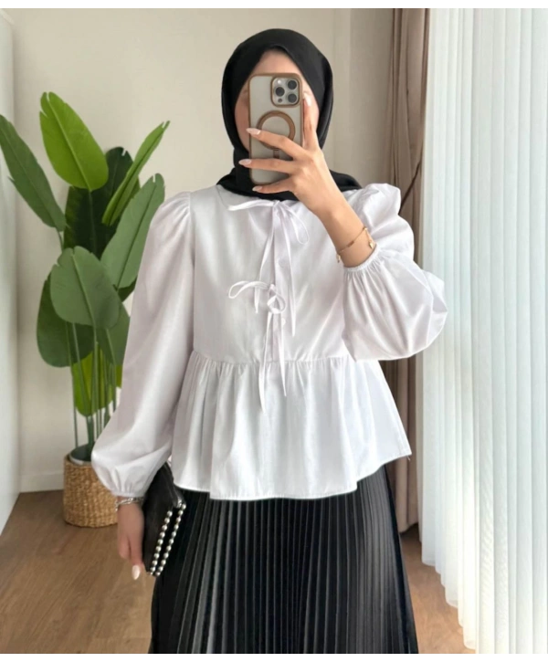 Önden Bağcıklı Kısa Gömlek