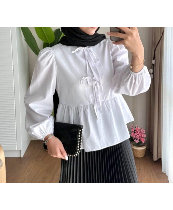 Önden Bağcıklı Kısa Gömlek