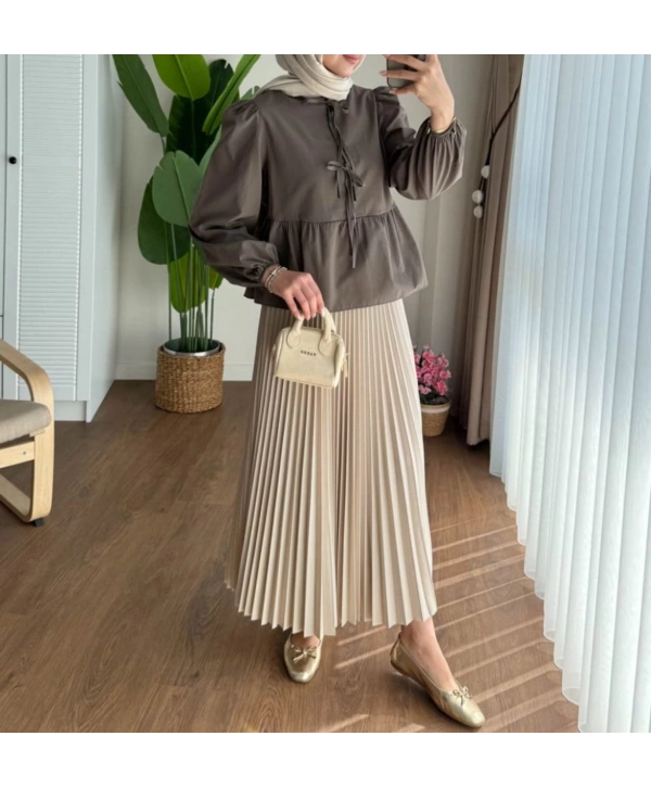 Önden Bağcıklı Kısa Gömlek