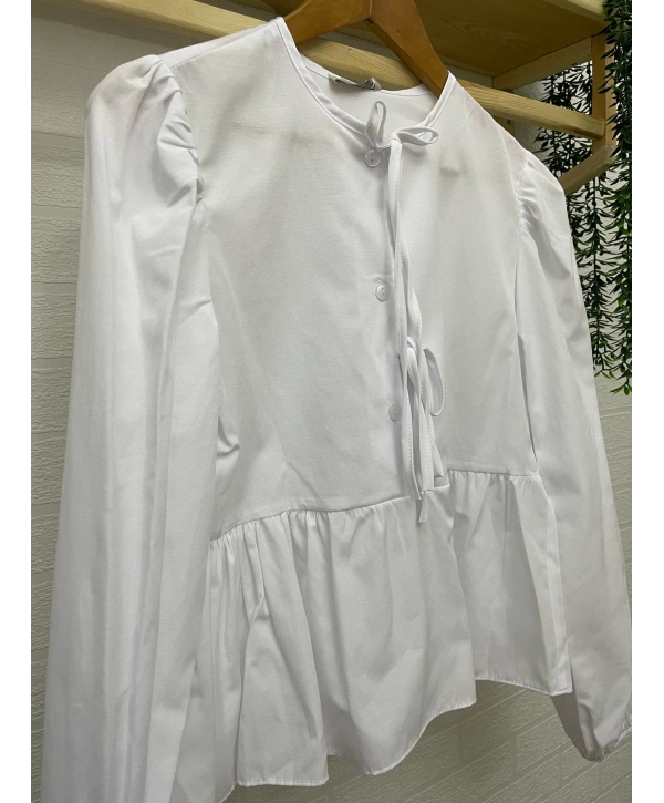 Önden Bağcıklı Kısa Gömlek