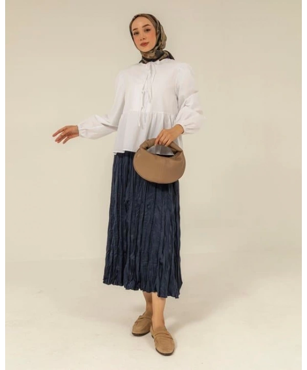 Önden Bağcıklı Kısa Gömlek