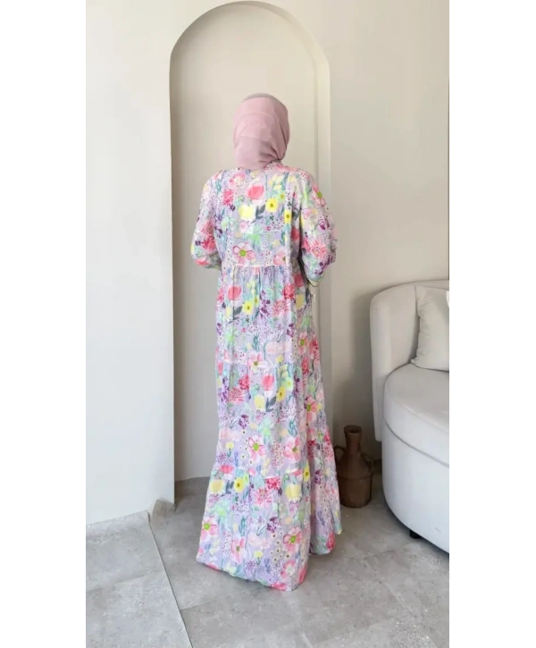 Öyküm Çiçekli Elbise - Lila