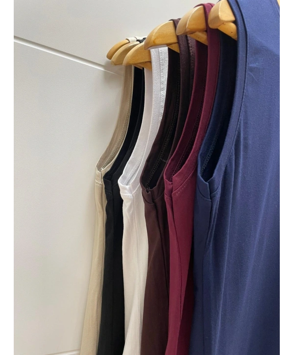 Penye Kumaş Boğazlı Badi - Beyaz