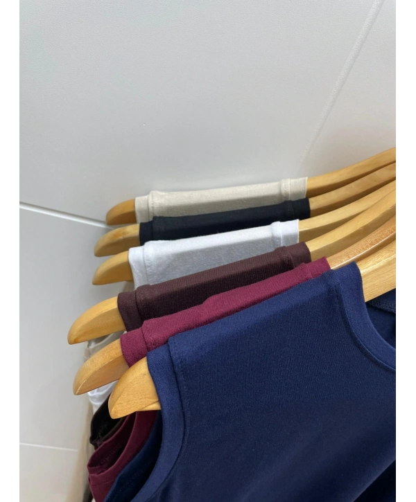 Penye Kumaş Boğazlı Badi - Lacivert