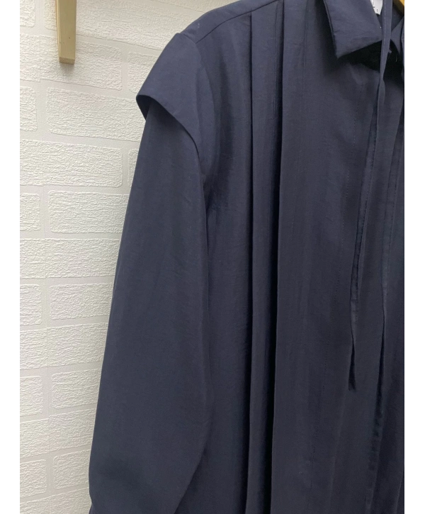 Pile Detaylı Kuşaklı Tunik - Lacivert