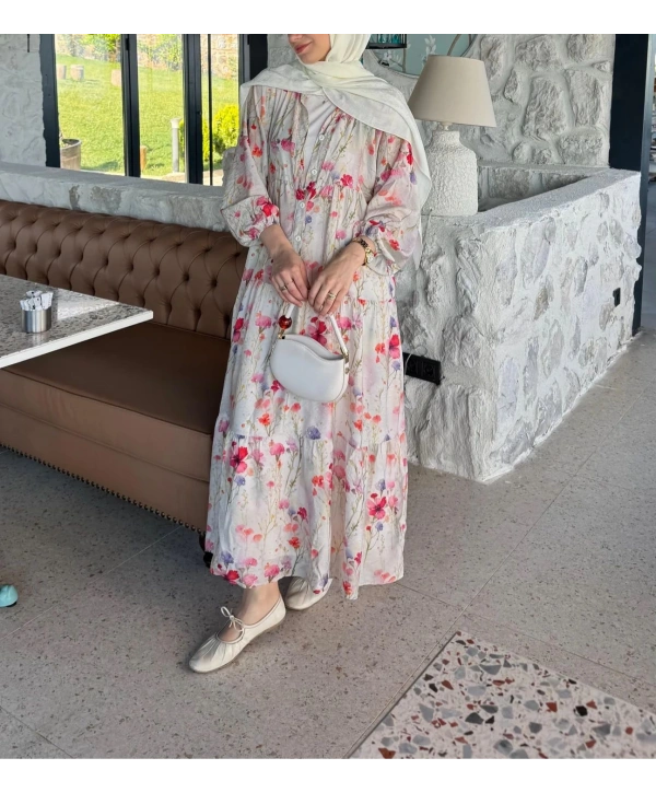 Rana Çiçekli Elbise - Pembe 2