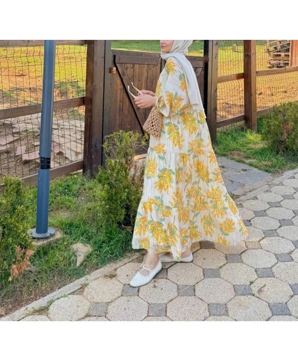 Rana Çiçekli Elbise - Sarı 2