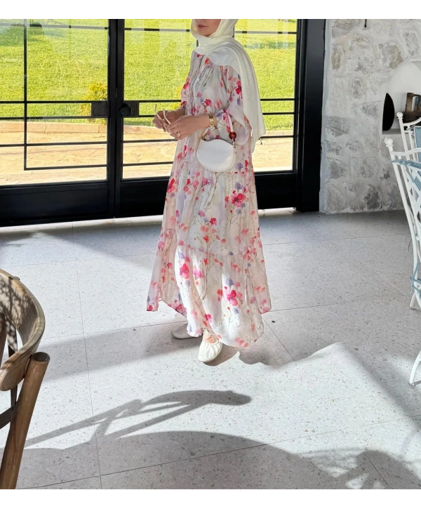 Rana Çiçekli Elbise - Pembe 2