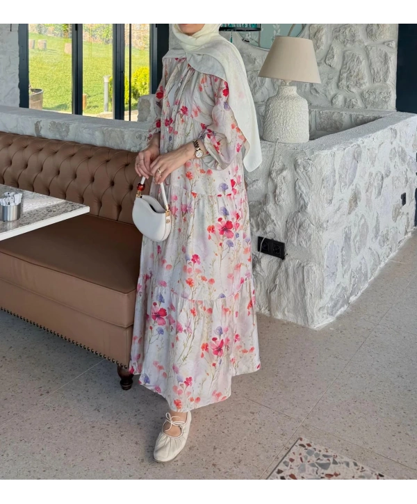 Rana Çiçekli Elbise - Pembe 2