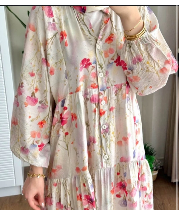 Rana Çiçekli Elbise - Pembe 2