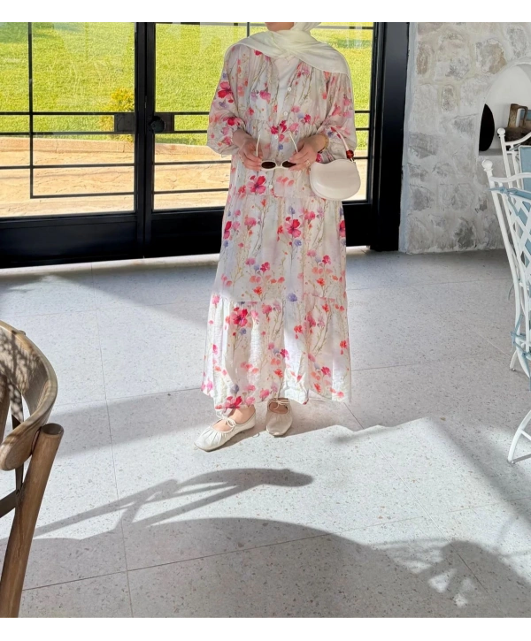 Rana Çiçekli Elbise - Pembe 2