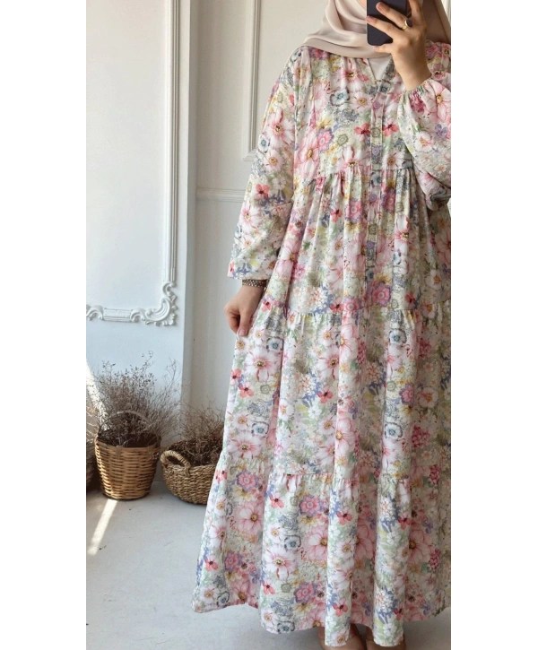 Rana Çiçekli Elbise - Pembe 3