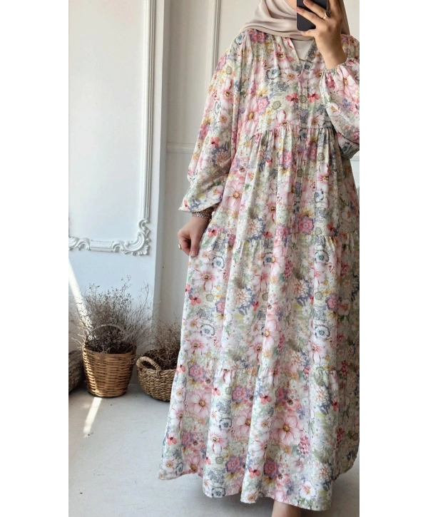 Rana Çiçekli Elbise - Pembe 3