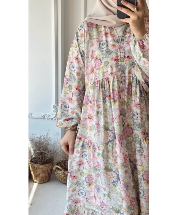 Rana Çiçekli Elbise - Pembe 3