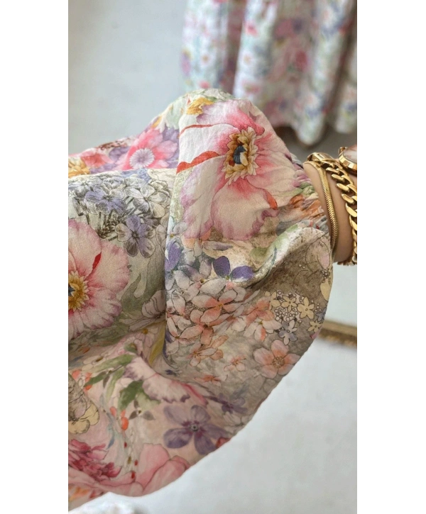 Rana Çiçekli Elbise - Pembe 3