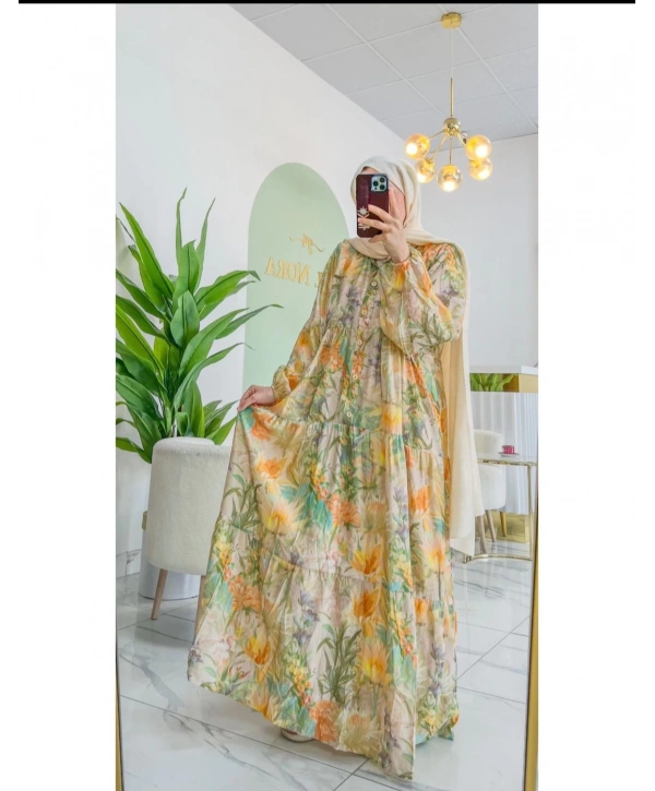 Rana Çiçekli Elbise - Tropikal