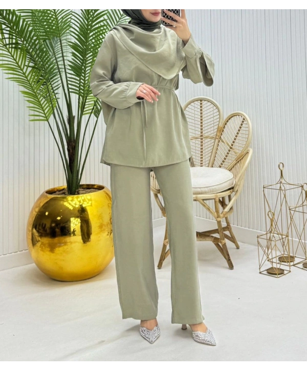 Şal Yaka İkili Takım - Yeşil