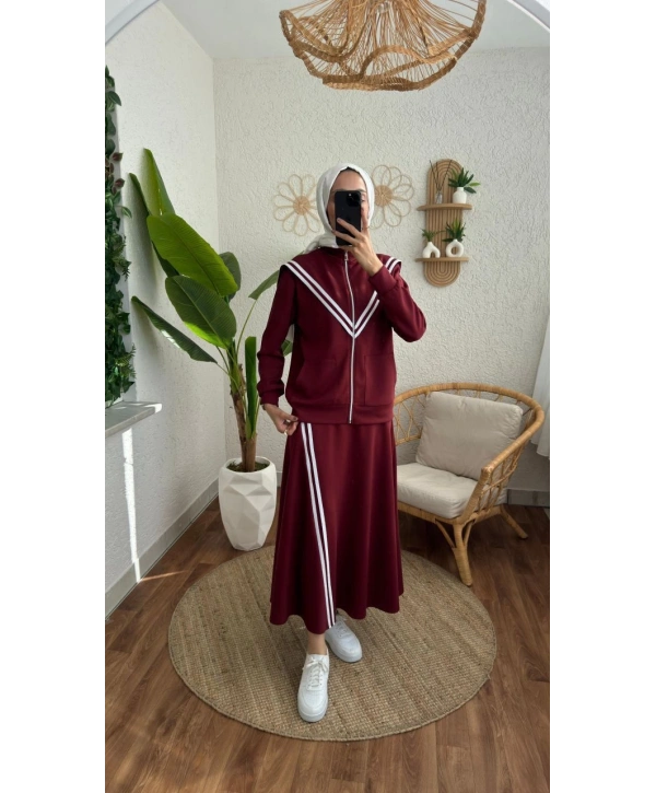 ŞERİTLİ SPOR ETEKLİ TAKIM