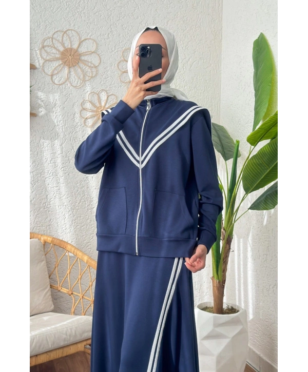 ŞERİTLİ SPOR ETEKLİ TAKIM