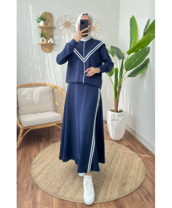 ŞERİTLİ SPOR ETEKLİ TAKIM