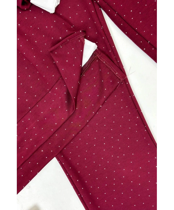 Serpme Taşlı İkili Takım - Bordo